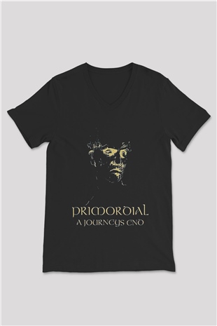 Primordial Siyah Unisex V Yaka Tişört T-Shirt