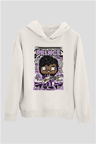 Prince Baskılı Unisex Beyaz Hoodie