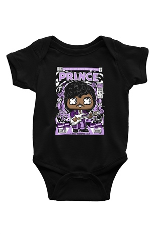 Prince Baskılı Unisex Siyah Bebek Body - Zıbın