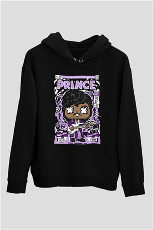 Prince Baskılı Unisex Siyah Hoodie