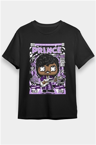 Prince Baskılı Unisex Siyah Tişört