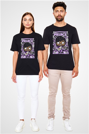 Prince Baskılı Unisex Siyah Tişört