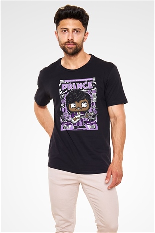 Prince Baskılı Unisex Siyah Tişört
