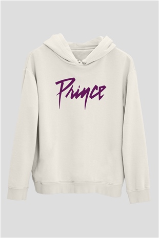 Prince Beyaz Unisex Kapşonlu Sweatshirt