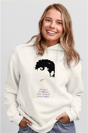 Prince Beyaz Unisex Kapüşonlu Sweatshirt