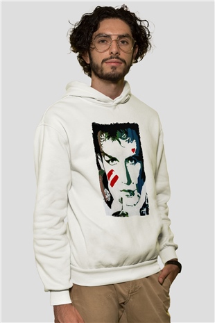 Prince Beyaz Unisex Kapüşonlu Sweatshirt