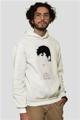 Prince Beyaz Unisex Kapüşonlu Sweatshirt