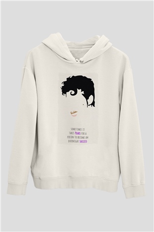 Prince Beyaz Unisex Kapüşonlu Sweatshirt