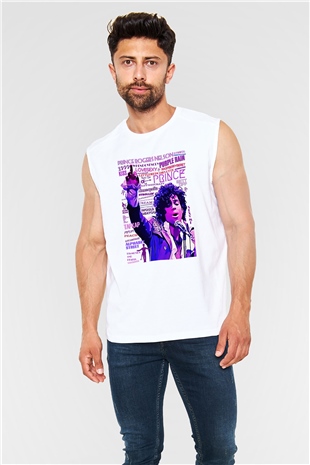 Prince Beyaz Unisex Kolsuz Tişört