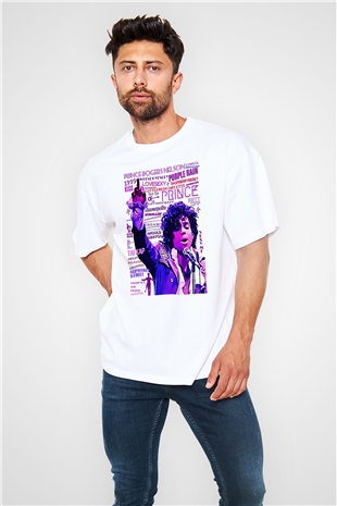 Prince Beyaz Oversize Tişört Oversize T-shirt - TişörtFabrikası