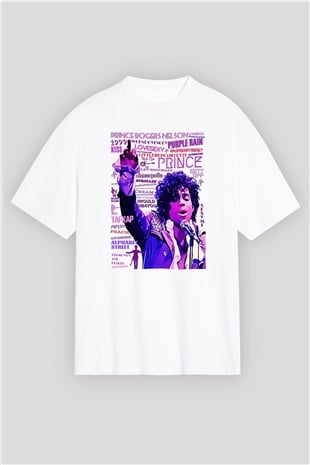 Prince Beyaz Oversize Tişört Oversize T-shirt - TişörtFabrikası