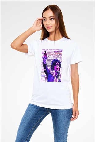 Prince Beyaz Unisex Tişört T-Shirt - TişörtFabrikası