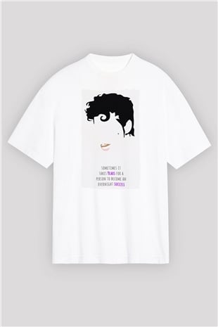 Prince Beyaz Oversize Tişört Oversize T-shirt - TişörtFabrikası