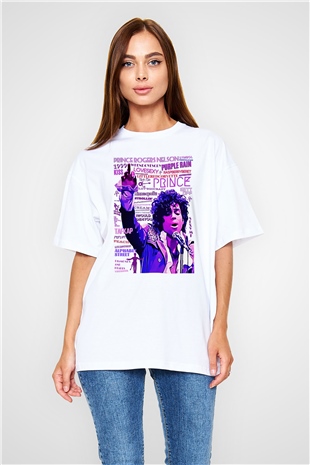Prince Beyaz Oversize Tişört Oversize T-shirt - TişörtFabrikası