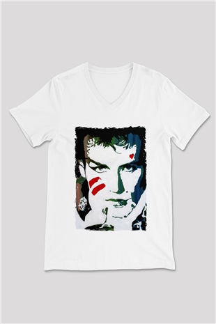 Prince Beyaz Unisex V Yaka Tişört