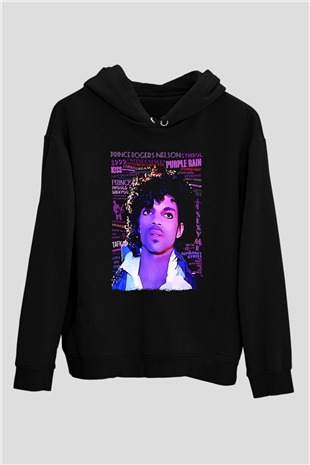 Prince Siyah Unisex Kapüşonlu Sweatshirt