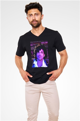Prince Siyah Unisex V Yaka Tişört