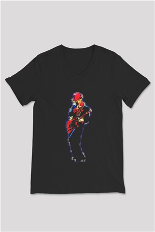Prince Siyah Unisex V Yaka Tişört