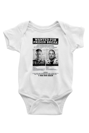 Prison Break Baskılı Beyaz Unisex Bebek Body - Zıbın