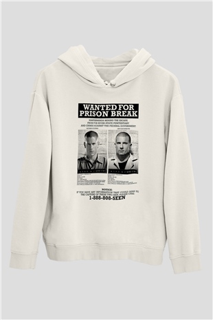 Prison Break Beyaz Unisex Kapşonlu Sweatshirt