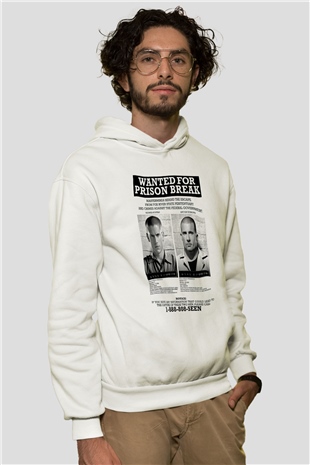 Prison Break Beyaz Unisex Kapşonlu Sweatshirt