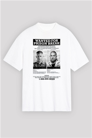 Prison Break Beyaz Unisex Oversize Tişört T-Shirt