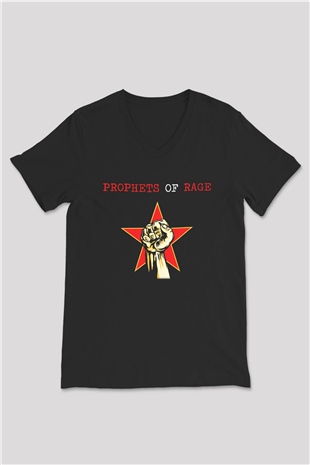 Prophets of Rage Siyah Unisex V Yaka Tişört T-Shirt
