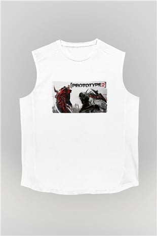 Prototype Beyaz Unisex Kolsuz Tişört