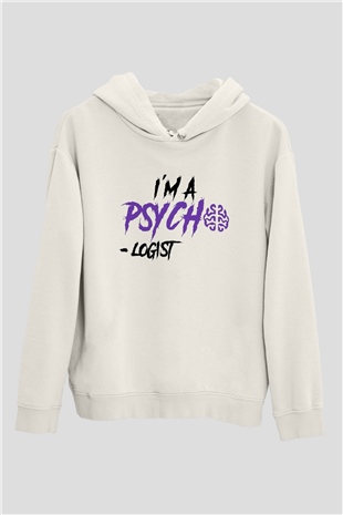 Psikolog Beyaz Unisex Kapüşonlu Sweatshirt