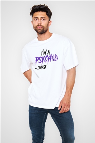 Psikolog Beyaz Oversize Tişört Oversize T-shirt - TişörtFabrikası