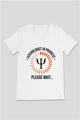Psikolog Beyaz Unisex V Yaka Tişört