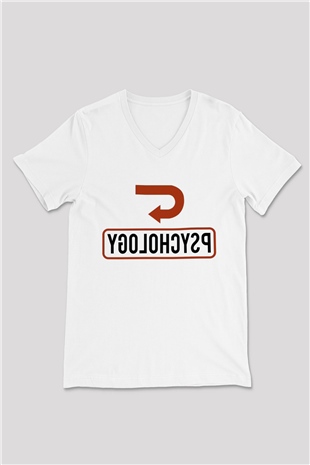 Psikolog Beyaz Unisex V Yaka Tişört