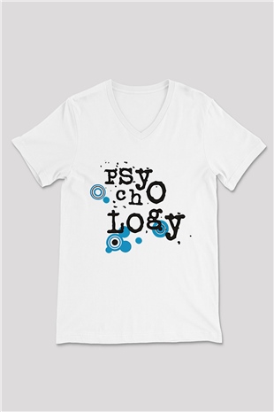 Psikolog Beyaz Unisex V Yaka Tişört T-Shirt