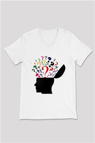 Psikolog Beyaz Unisex V Yaka Tişört T-Shirt