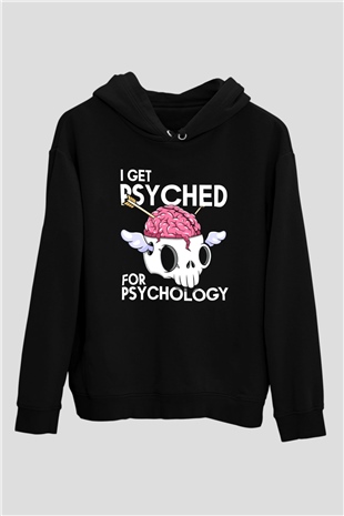 Psikolog Siyah Unisex Kapüşonlu Sweatshirt