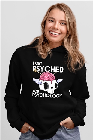 Psikolog Siyah Unisex Kapüşonlu Sweatshirt