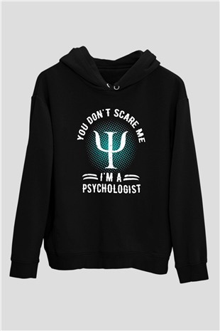 Psikolog Siyah Unisex Kapüşonlu Sweatshirt