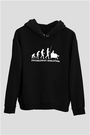 Psikolog Siyah Unisex Kapüşonlu Sweatshirt