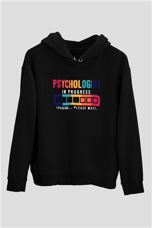 Psikolog Siyah Unisex Kapüşonlu Sweatshirt