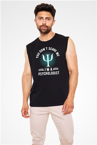 Psikolog Siyah Unisex Kolsuz Tişört