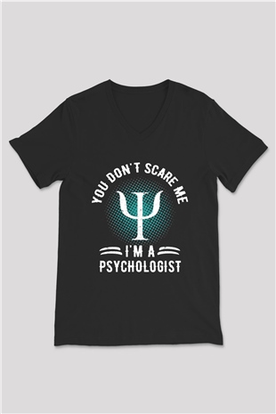 Psikolog Siyah Unisex V Yaka Tişört