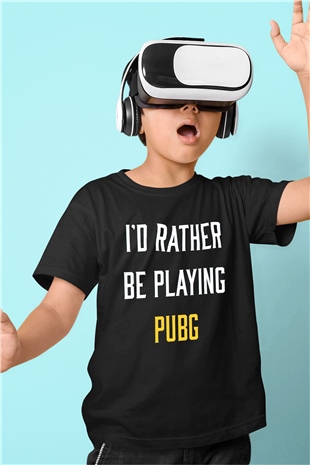 PUBG Baskılı Siyah Unisex Çocuk Tişört