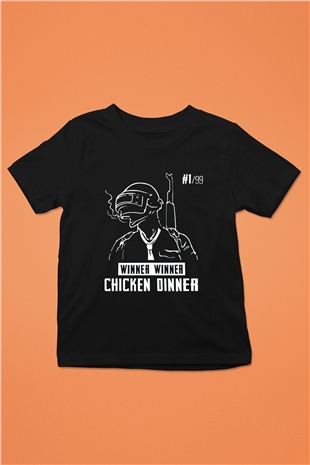 PUBG Baskılı Siyah Unisex Çocuk Tişört