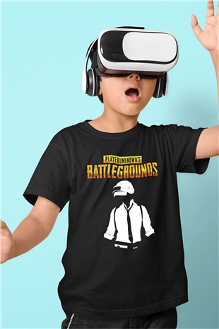 PUBG Baskılı Siyah Unisex Çocuk Tişört