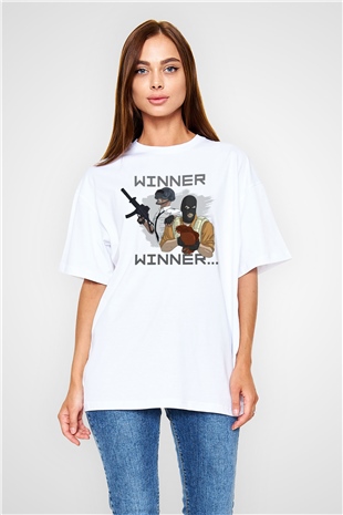 PUBG Beyaz Unisex Oversize Tişört T-Shirt