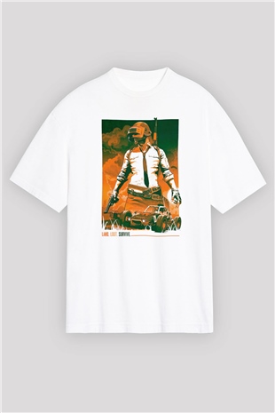 PUBG Beyaz Oversize Tişört Oversize T-shirt
