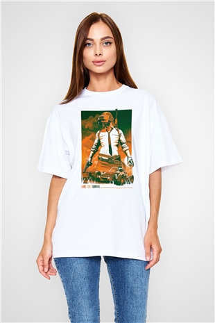 PUBG Beyaz Oversize Tişört Oversize T-shirt