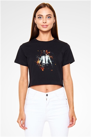 PUBG Siyah Crop Top Tişört