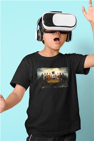 PUBG Siyah Unisex Çocuk Tişört