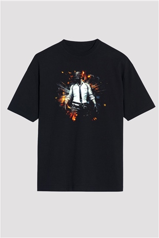 PUBG Siyah Unisex Oversize Tişört T-Shirt